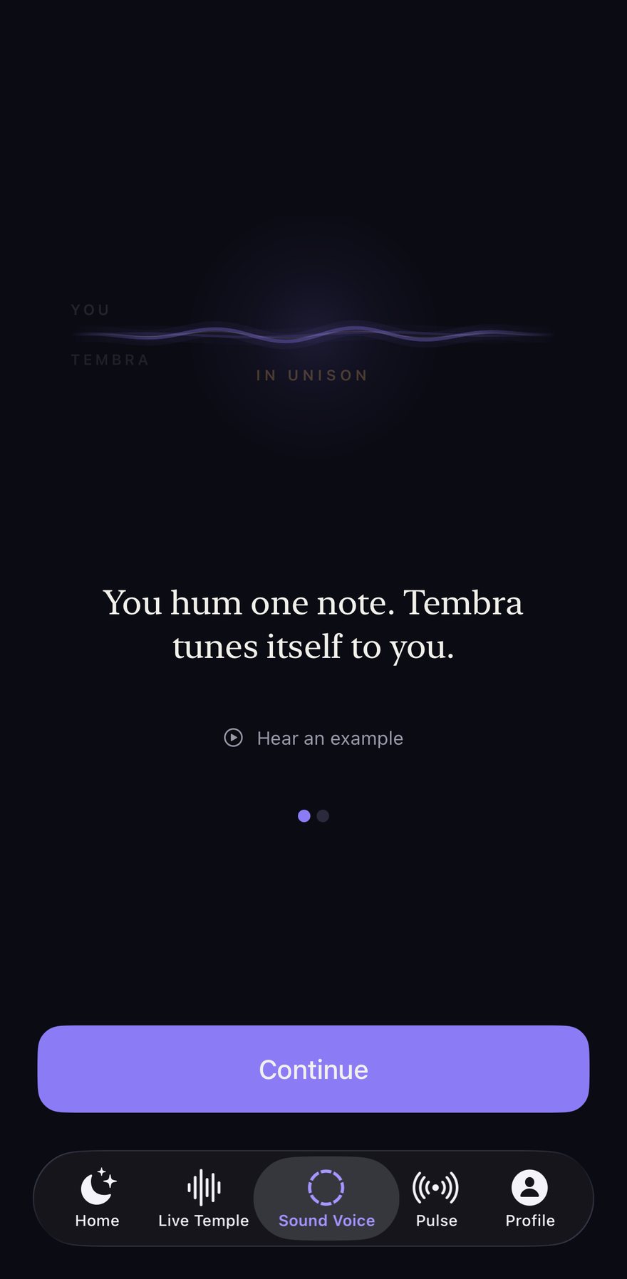 Sound Voice: your line and Tembra's line converge into one — in unison